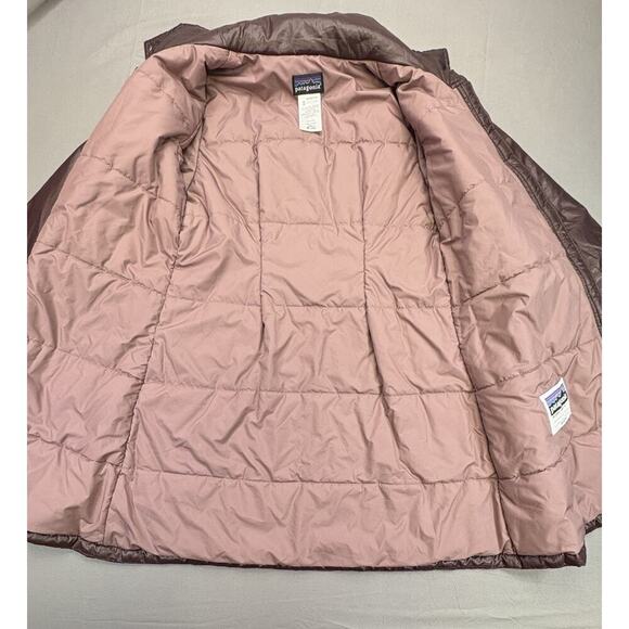 Patagonia Girls Medium 10 Insulated Long Coat Cocoa Parka Full Zip Pockets - Picture 12 of 14